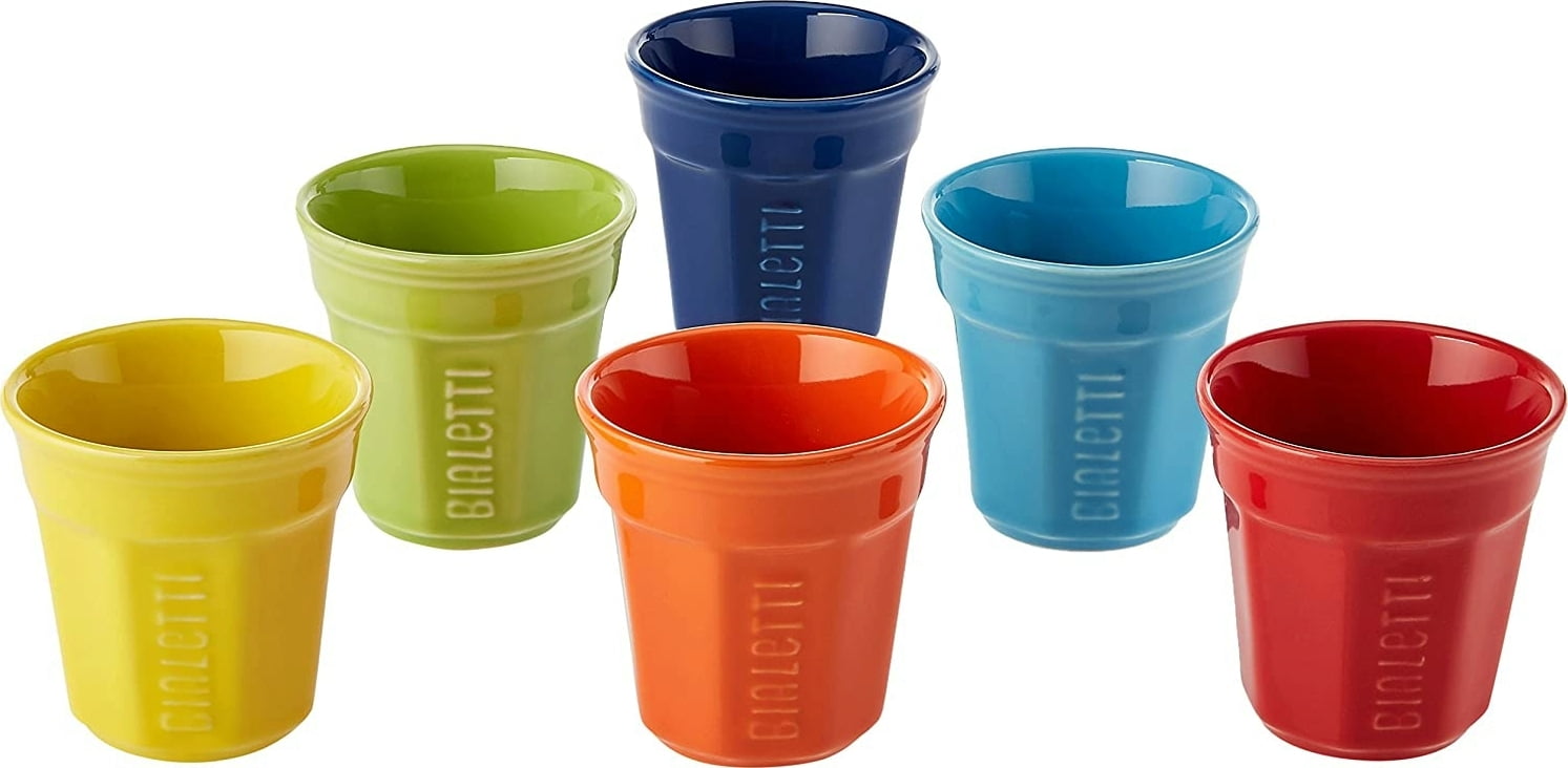 Set 6 Bicchierini Bialetti Multicolor - Porcellana, Forma Ottagonale, Per Caff&egrave; O Liquori